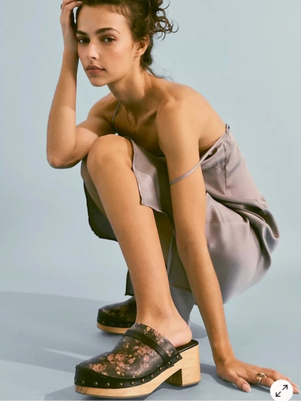 Free People Floral Leather Clogs in Black and Pink - Picture 15 of 15